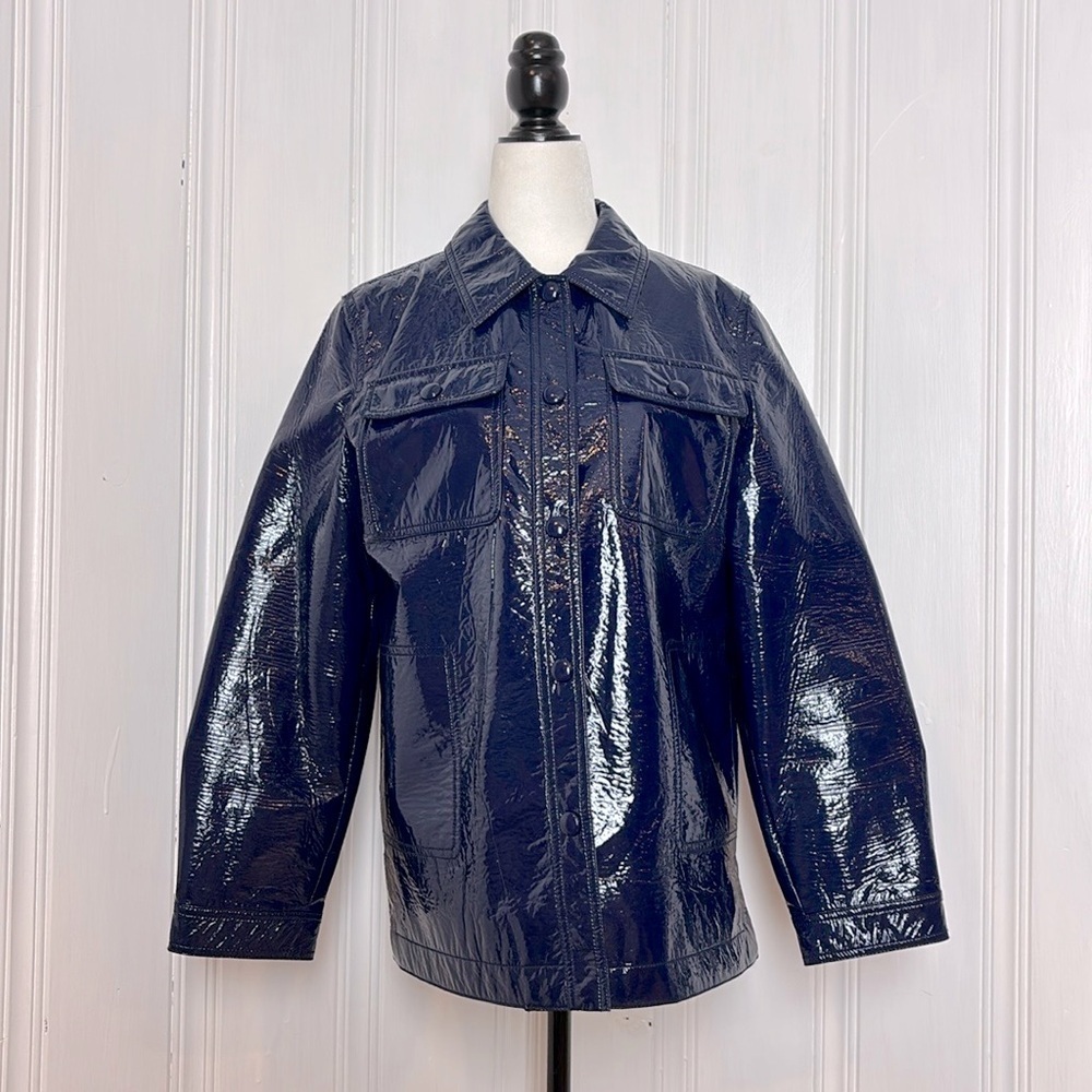 TORY BURCH Shiny Navy Blue Utility Jacket
